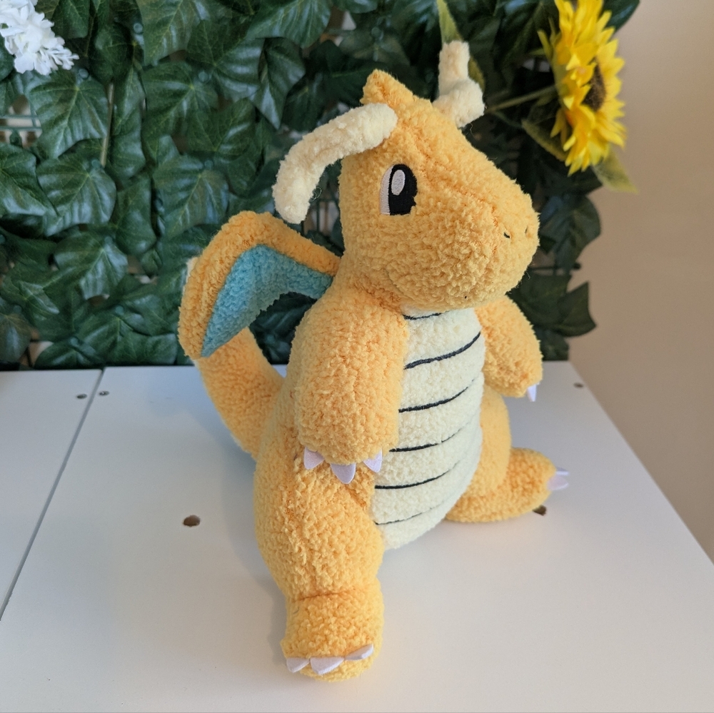 Dragonite Pokemon Plush: Third 3rd Round Flocked Fuzzy - 12"